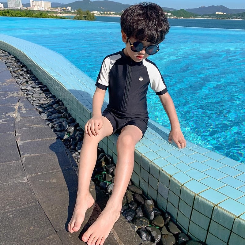 Boys' Beach Vacation Swimwear Kidsren'S Swimsuit Baby Boy Short-Sleeved One-Piece Swimsuit - Image 4